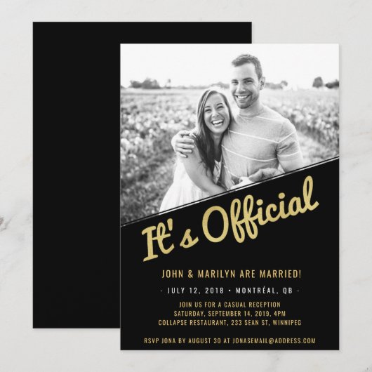 Annonce de fuite et invitation à la réception (Devant / Derrière)