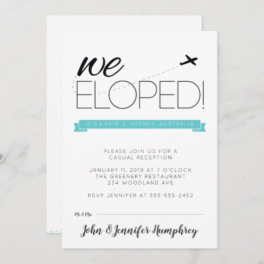 Annonce de fuite et invitation à la réception (Devant / Derrière)