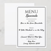 Annonce de grossesse Menu de Restaurant Italien  (Devant / Derrière)