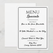 Annonce de grossesse Menu de Restaurant Italien (Devant / Derrière)