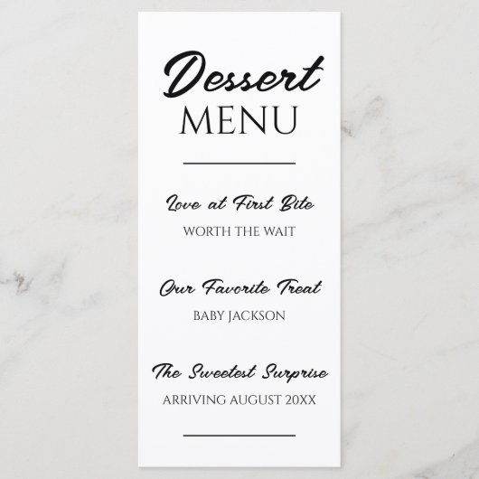 Annonce de grossesse Menu Dessert Révélation Uniq (Devant)