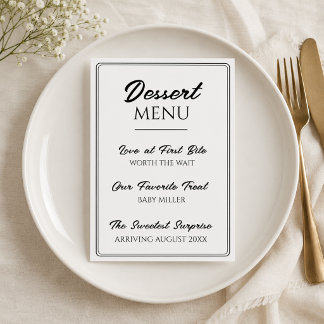 Annonce de grossesse mignonne sur le menu des dess