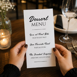 Annonce de grossesse par un menu de dessert Révéla