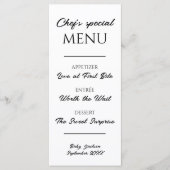 Annonce de grossesse sur un menu de restaurant Rév (Devant)