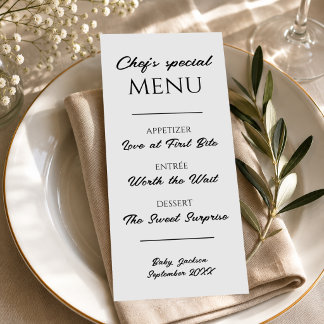 Annonce de grossesse sur un menu de restaurant Rév
