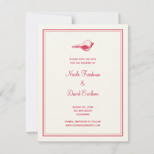 Annonce de mariage coquillage mer rouge, carte sav