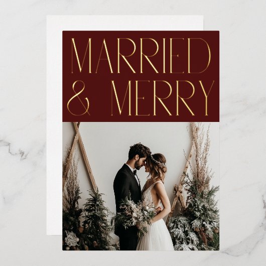 Annonce de Mariage Joyeux Moderne pour les Fêtes (Recto/Verso)