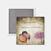Annonce de mariage Magnet arbre rose (Recto/Verso)
