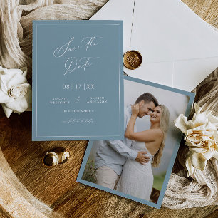 Annonce de mariage Minimal Blue Save the Date