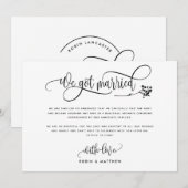 Annonce de mariage moderne / Faire-part de fuite (Devant / Derrière)