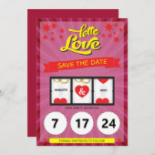 Annonce de mariage Pink Lotto Love Save the Date (Devant / Derrière)
