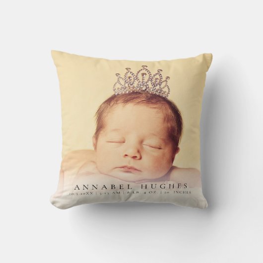 Annonce de naissance de bébé Coussin de nursery Or (Recto)