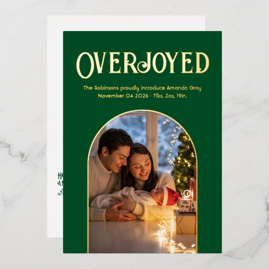 Annonce de naissance de bébé Luxe Evergreen Photo (Recto/Verso)