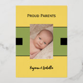 Annonce de naissance de bébé vert carte plate en f (Verso)