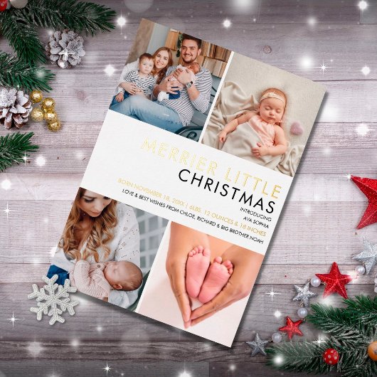 Annonce de naissance en feuille d'or plus joyeuse