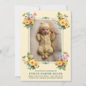 Annonce de naissance Fleurs Vintage Carte Jaune (Devant)