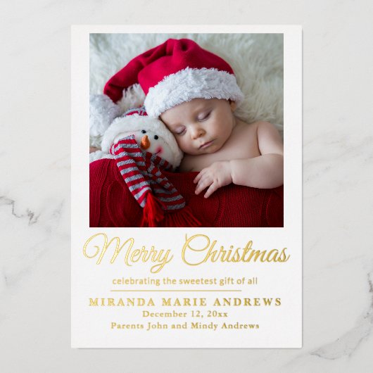 Annonce de Naissance Joyeux Noël Photo (Recto)