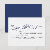 Annonce de Save the Date en écriture  |  Bleu mari (Devant / Derrière)