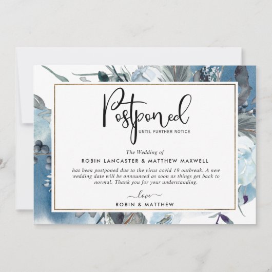 Annonce d'événement reporté Carte à motif floral b (Devant)