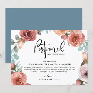 Annonce d'événement reporté Carte Dusty Blue Peach
