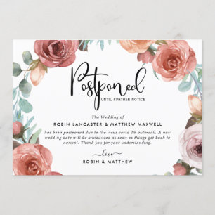Annonce d'événement reporté, Carte pêche rose pâle