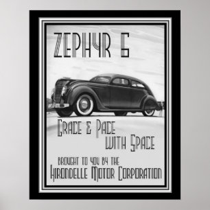 Annonce vintage 16x20 du zéphyr 6 d'art déco