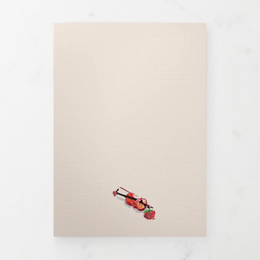Annonces / invitations Violon avec une rose (Page de couverture)