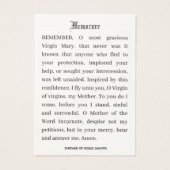 Annonciation catholique de la prière Mary Memorare (Dos)