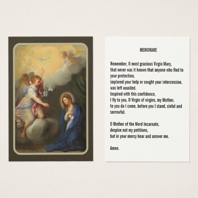 Annonciation de la prière Mary Memorare (Devant & derrière)