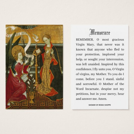 Annonciation de Mary Memorare Catholique Cartes sa (Devant & derrière)