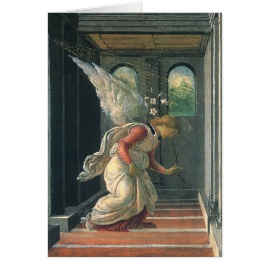 Annonciation (détail ange) par Sandro Botticelli (Devant)