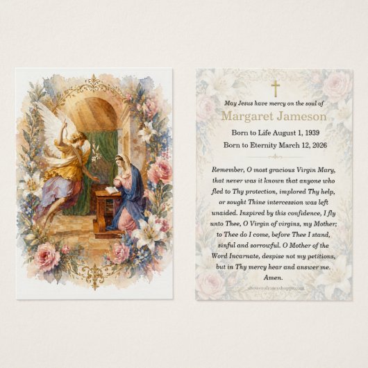 Annonciation Prière funèbre mémoriale catholique S (Devant & derrière)