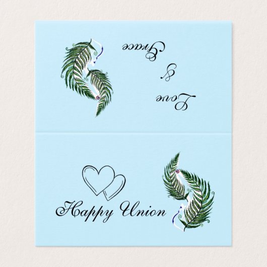 Announcement Wedding Folded Card Fern New Zealand (Outside Unfolded)