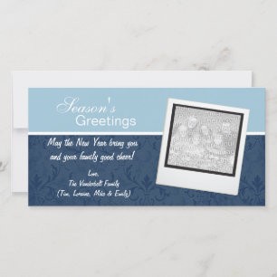 Annuelles Cartes de vœux élégantes bleues pour les fêtes d'h
