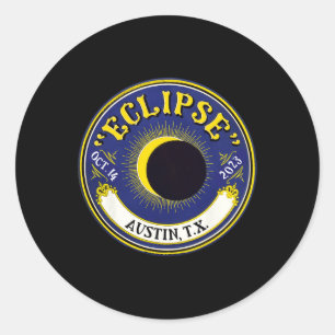 Annular Solar Eclipse Austin Texas Familie Reizen Ronde Sticker