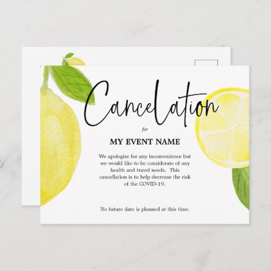 Annulering Briefkaart COVID-19 (Voorkant / Achterkant)