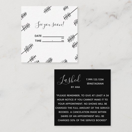 Annuleringskaart voor benoeming vierkante visitekaartje (Voorkant / Achterkant)