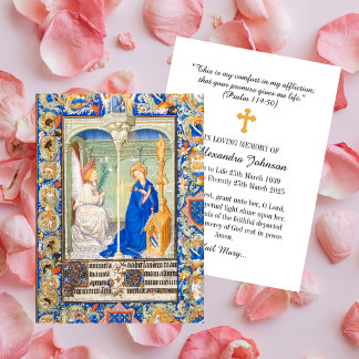 Annunciatie Hail Mary begrafenis gedenkteken Notitiekaartje