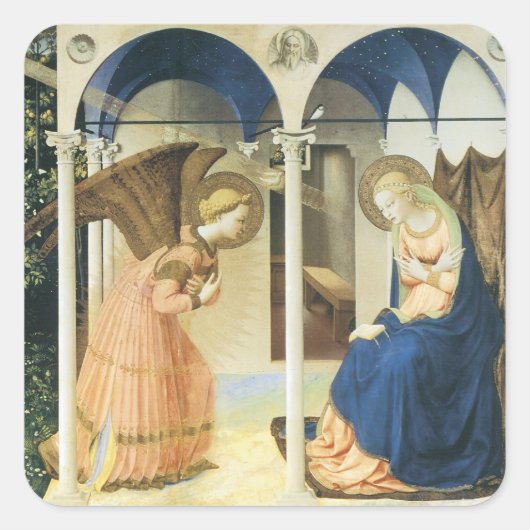 Annunciatie van Fra Angelico Vierkante Sticker (Voorkant)