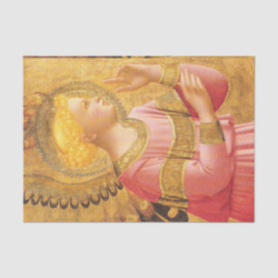 ANNUNCIATION ANGEL IN GOLD PINK kerstgroet Tissuepapier