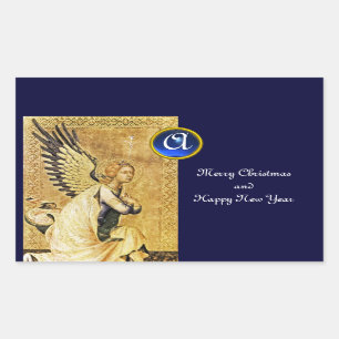 ANNUNCIATION ANGEL MONOGRAM, Blue Sapphire Rechthoekige Sticker