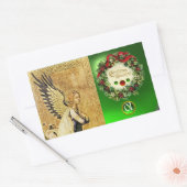 ANNUNCIATION ANGEL MONOGRAM, Groene Smaragd Rechthoekige Sticker (Envelop)