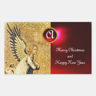 ANNUNCIATION ANGEL MONOGRAM, Red Ruby Rechthoekige Sticker