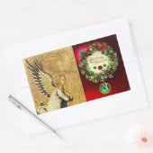 ANNUNCIATION ANGEL MONOGRAM, Ruby Green Emerald Rechthoekige Sticker (Envelop)