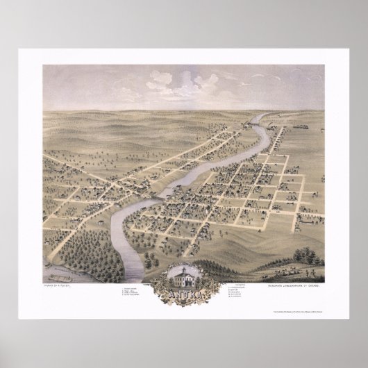 Anoka, MN Panorama Map - 1869 Poster (Voorkant)