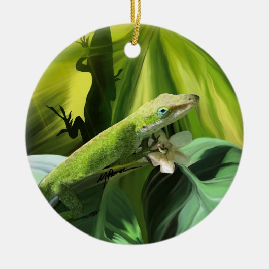 Anole Lizard Keramisch Ornament (Voorkant)