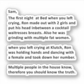 Anonieme brief aan Sammi Sticker (Voorkant)