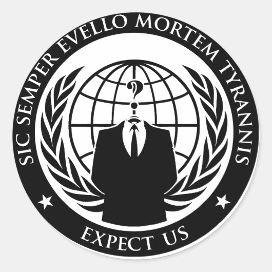 Anonymous Sic Semper Evello Mortem Tyrannis Ronde Sticker (Voorkant)