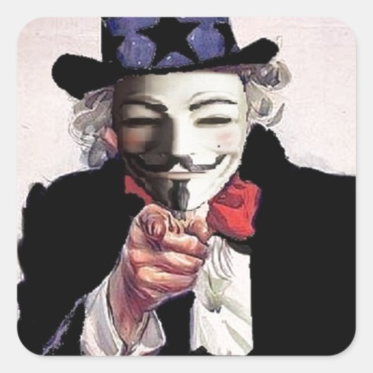 Anonymous wil jou vierkante sticker (Voorkant)