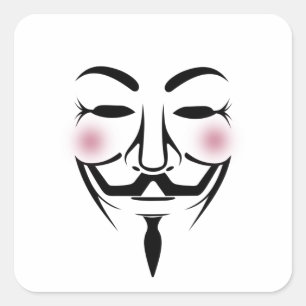 anonymus mask vendetta hacker cyber internet vierkante sticker
